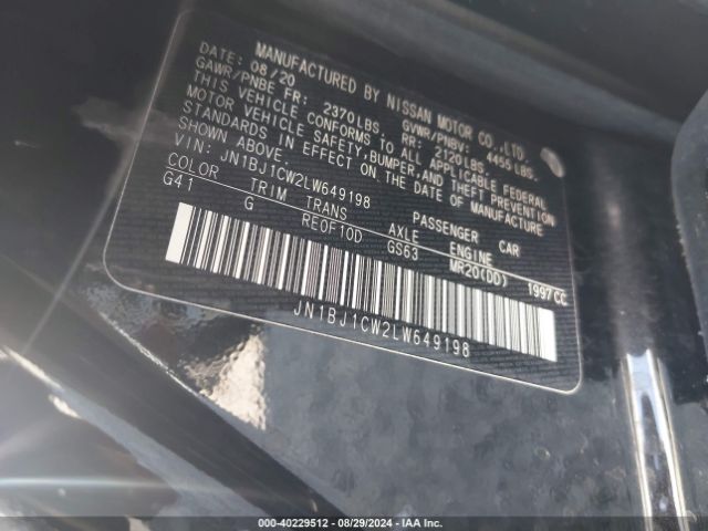JN1BJ1CW2LW649198 Nissan Rogue Sport S Awd Xtronic Cvt