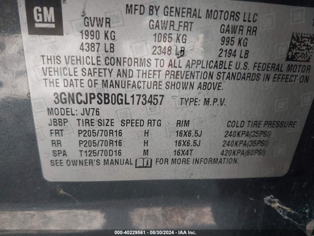 Chevrolet Trax Lt 2016 3GNCJPSB0GL173457 Image 9