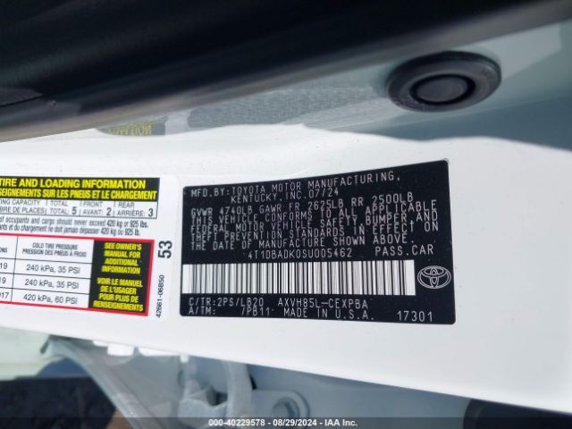 2025 TOYOTA CAMRY 4T1DBADK0SU005462 Photo 8