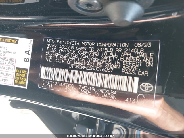 Toyota Corolla Hybrid Le 2024 JTDBCMFE6RJ016267 Image 9
