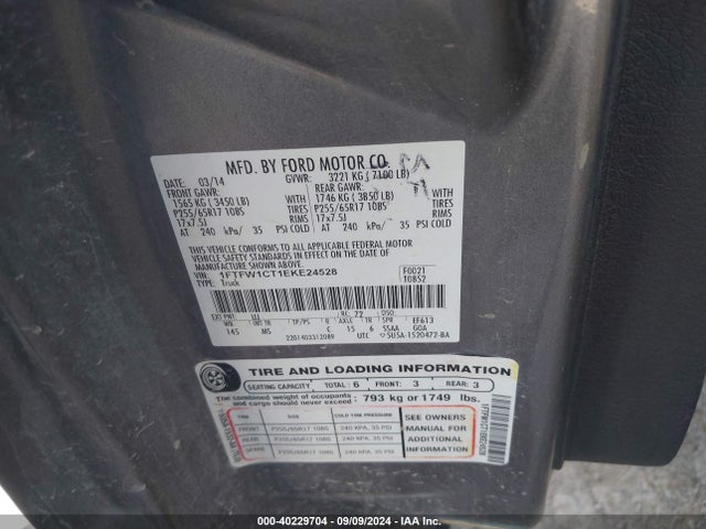 Ford F-150 Xlt 2014 1FTFW1CT1EKE24528 Image 9