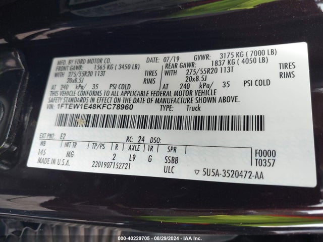 Ford F-150 Xlt 2019 1FTEW1E48KFC78960 Image 9
