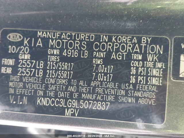 KNDCC3LG9L5072837 KIA Niro Ev Ex