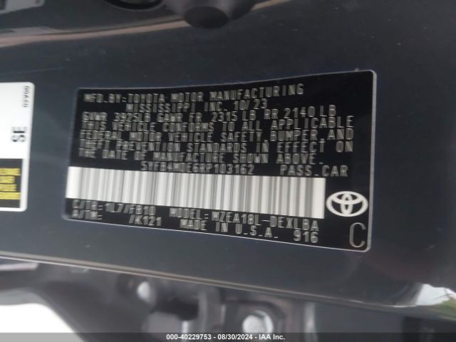 5YFB4MDE6RP103162 Toyota COROLLA LE