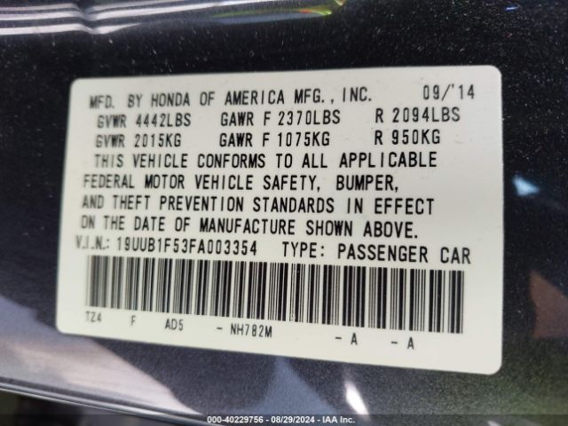 19UUB1F53FA003354 Acura TLX TECH