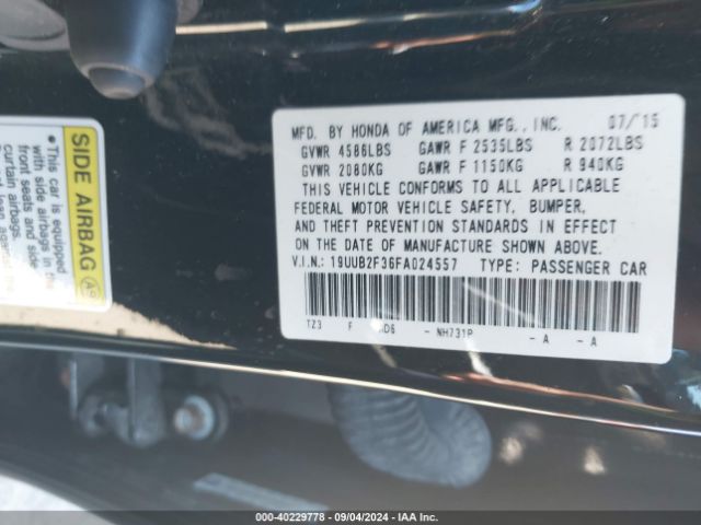 19UUB2F36FA024557 Acura Tlx V6