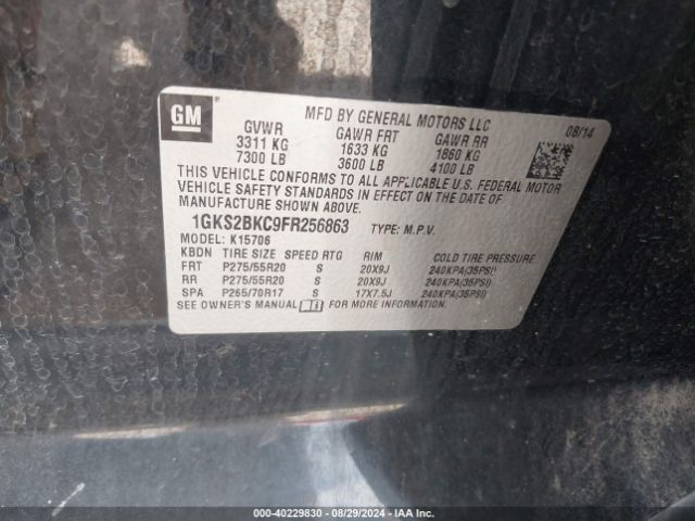 1GKS2BKC9FR256863 GMC YUKON SLT