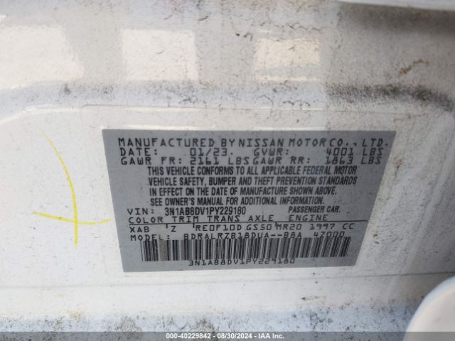 3N1AB8DV1PY229180 Nissan Sentra Sr Xtronic Cvt