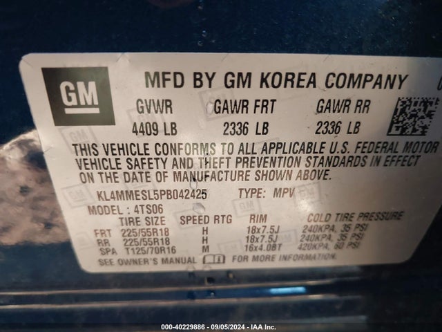 KL4MMESL5PB042425 Buick Encore Gx Select Awd