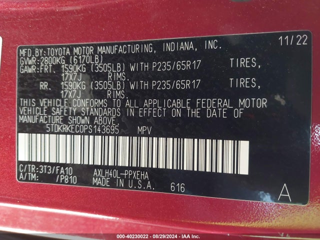 Toyota SIENNA LE 2023 5TDKRKEC0PS143695 Image 9