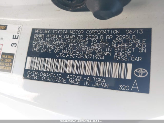 Scion 2ar-fe 2014 JTKJF5C70E3071934 Image 9