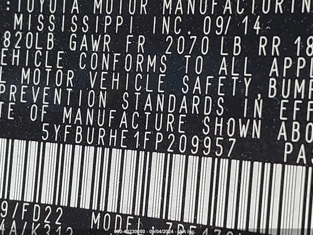 Toyota Corolla S Plus 2015 5YFBURHE1FP209957 Image 9