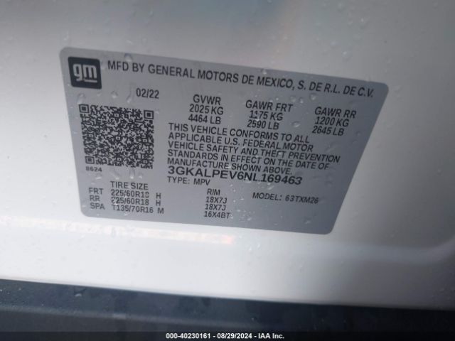 3GKALPEV6NL169463 GMC Terrain Fwd Slt