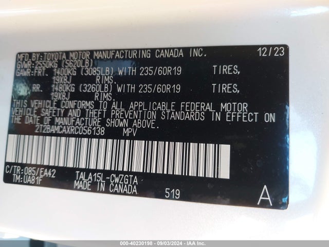 2T2BAMCAXRC056138 Lexus Rx 350 Premium