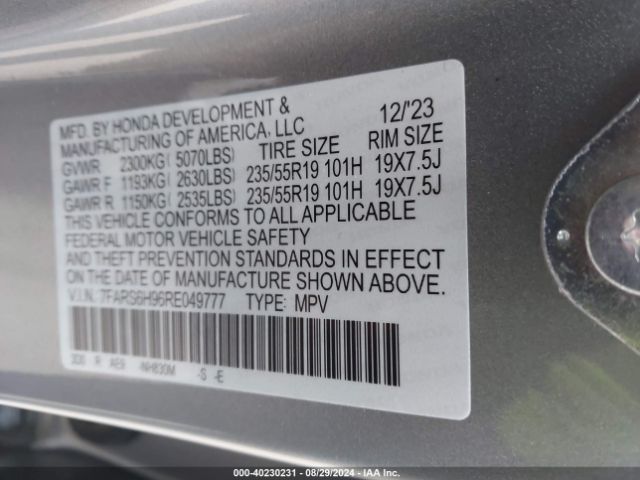 7FARS6H96RE049777 Honda Cr-v Hybrid Sport Touring