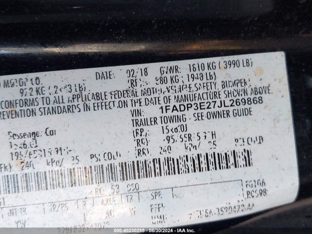 Ford FOCUS S 2018 1FADP3E27JL269868 Image 9