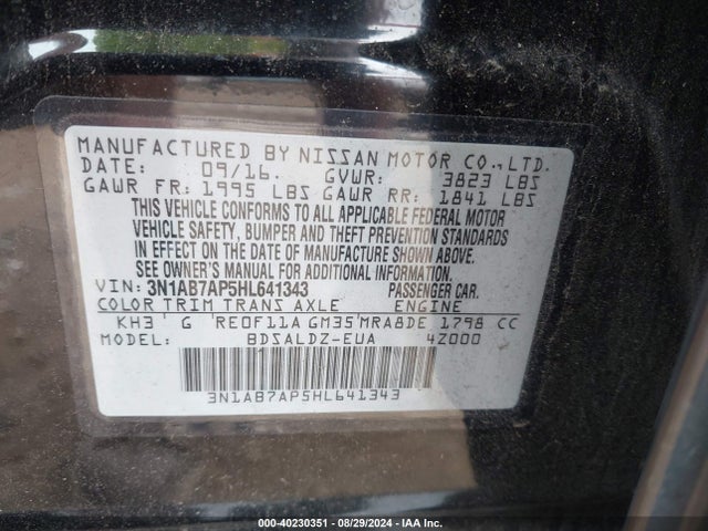 Nissan SENTRA SV 2017 3N1AB7AP5HL641343 Image 9