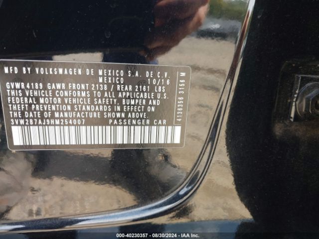 3VW2B7AJ9HM254007 Volkswagen Jetta 1.4t S