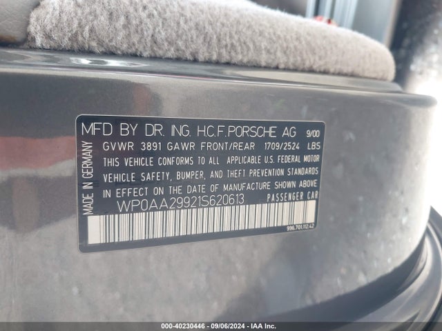 2001 PORSCHE 911 WP0AA29921S620613 Photo 8