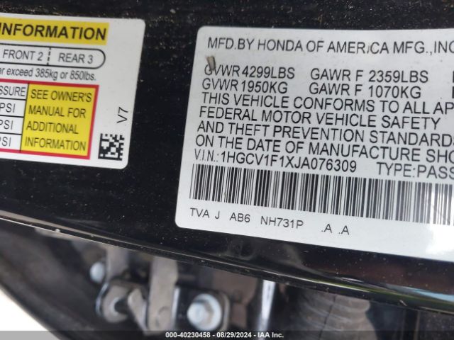 1HGCV1F1XJA076309 Honda ACCORD LX