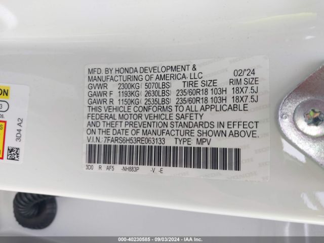 7FARS6H53RE063133 Honda Cr-v Hybrid Sport