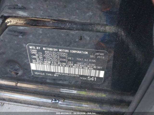 2020 MITSUBISHI OUTLANDER JA4AZ3A3XLZ026930 Photo 8