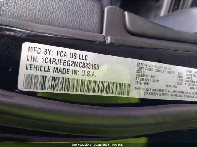 1C4RJFBG2MC883105 Jeep Grand Cherokee Limited X 4x4