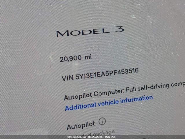 5YJ3E1EA5PF453516 Tesla Model 3 Rear-wheel Drive