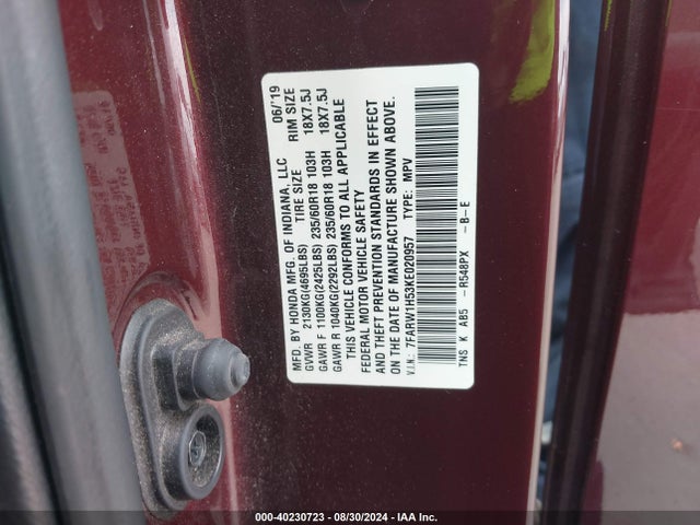 Honda CR-V EX 2019 7FARW1H53KE020957 Image 9