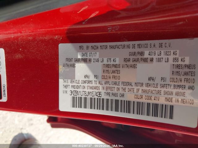 3MZBN1U78JM167435 Mazda Mazda3 Sport