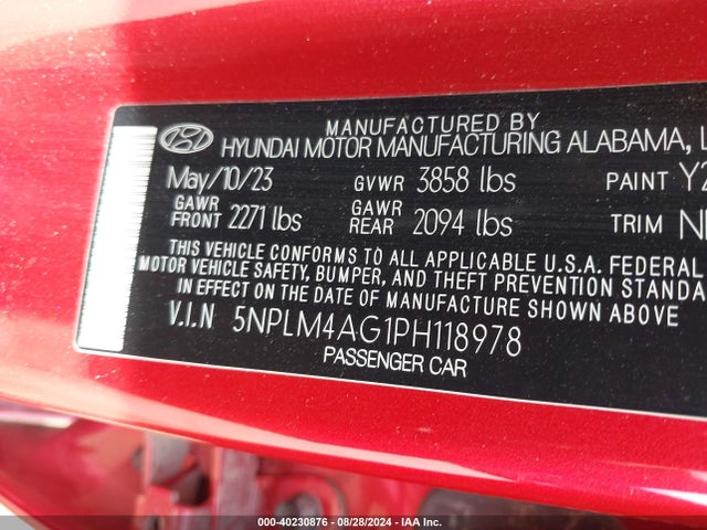 Hyundai ELANTRA SEL 2023 5NPLM4AG1PH118978 Image 9
