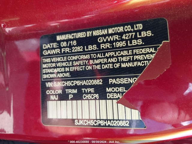 SJKCH5CP6HA020882 Infiniti Qx30 Luxury