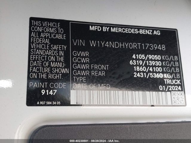 W1Y4NDHY0RT173948 Mercedes-Benz Sprinter 2500 High Roof 4-cyl Diesel Ho