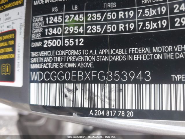 WDCGG0EBXFG353943 Mercedes-Benz Glk 250 Bluetec 4matic