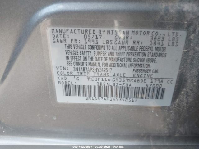3N1AB7AP3HY342517 Nissan SENTRA S
