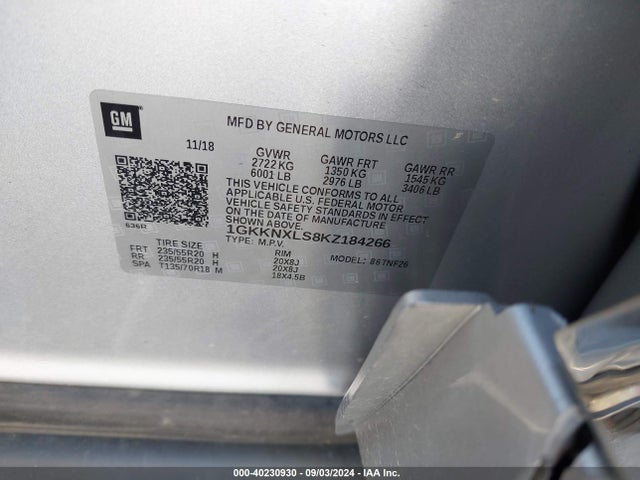 GMC Acadia Denali 2019 1GKKNXLS8KZ184266 Image 9