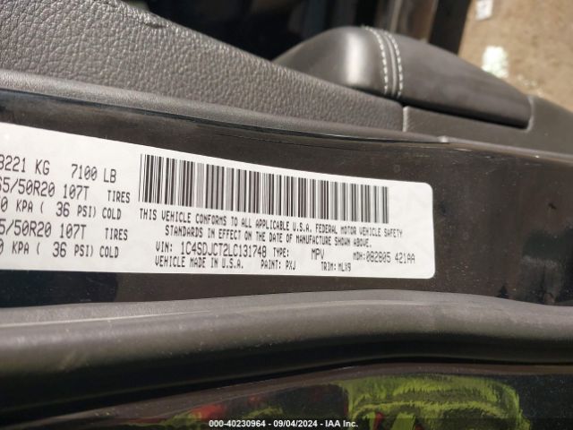 1C4SDJCT2LC131748 Dodge Durango R/t Awd