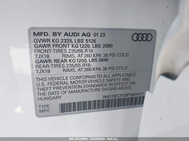 Audi Q3 Premium S Line 45 2023 WA1DECF33P1091477 Image 9