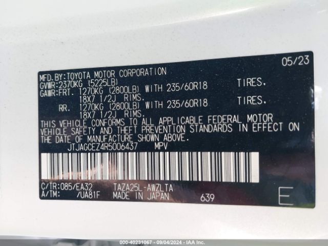 JTJAGCEZ4R5006437 Lexus NX 350