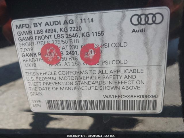 WA1EFCFS6FR006396 Audi Q3 2.0t Premium Plus
