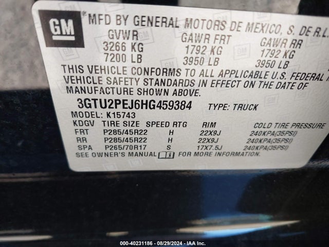 3GTU2PEJ6HG459384 GMC Sierra 1500 Denali
