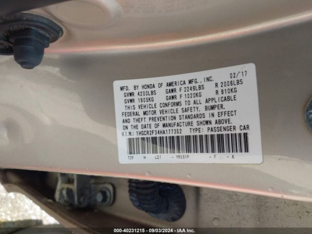 1HGCR2F34HA177352 Honda ACCORD LX