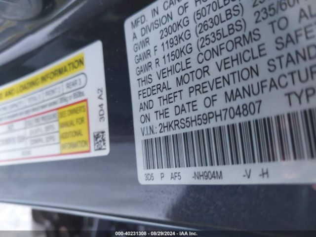 2HKRS5H59PH704807 Honda Cr-v Hybrid Sport