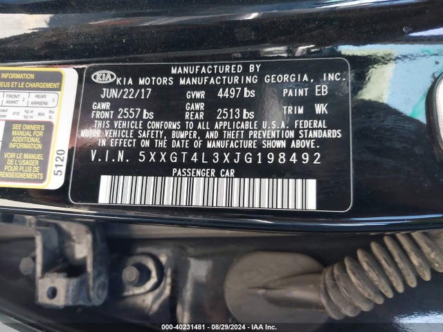 5XXGT4L3XJG198492 KIA Optima Lx