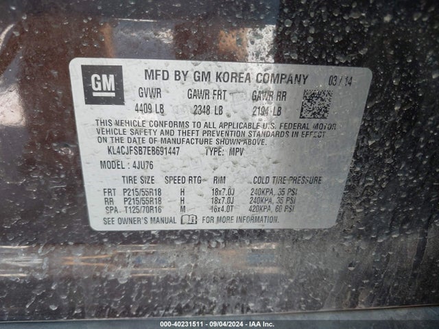 KL4CJFSB7EB691447 Buick Encore Convenience