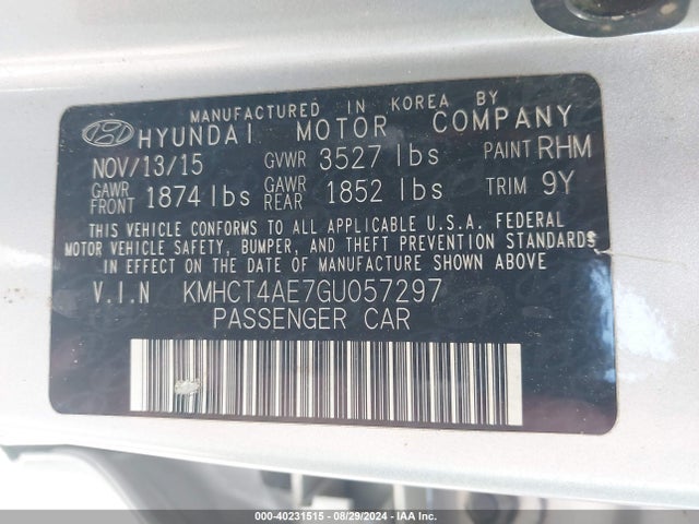 Hyundai ACCENT SE 2016 KMHCT4AE7GU057297 Image 9