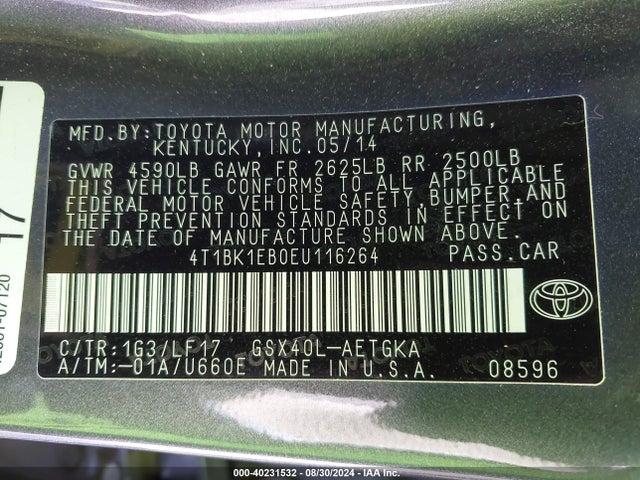 Toyota Avalon Xle Premium 2014 4T1BK1EB0EU116264 Image 9