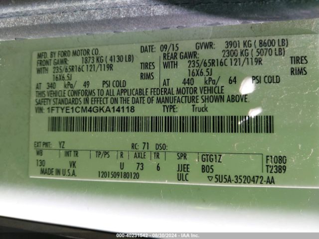 1FTYE1CM4GKA14118 Ford Transit-150