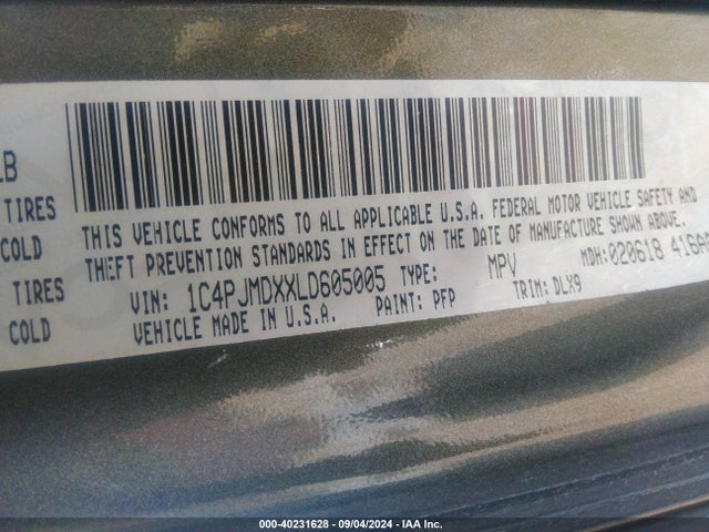 Jeep Cherokee Limited 4x4 2020 1C4PJMDXXLD605005 Image 9