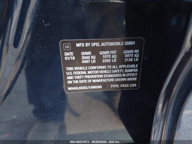 Buick Regal Sportback Preferred 2018 W04GL6SX0J1096589 Image 9